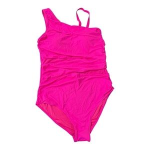 Aqua Eve Pink One-Shoulder Swimsuit – Size 14W (NWT)